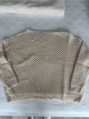 Women's Cream Open-Knit Pullover Sweater